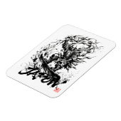 Snowboard Brush Art - Snowboarder Raijin God マグネット (左側)