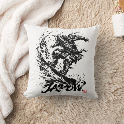 Snowboard Brush Art - Snowboarder Samurai クッション (ブランケット)