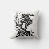 Snowboard Brush Art - Snowboarder Samurai クッション (正面)