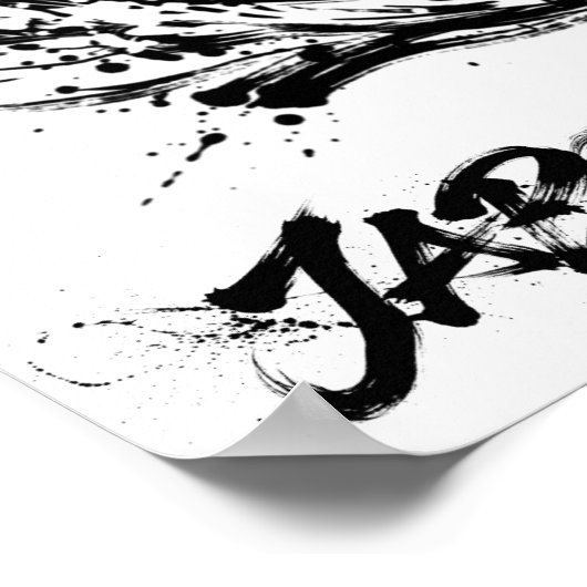 Snowboard Brush Art - Snowboarder Samurai ポスター (角)