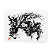 Snowboard Brush Art - Snowboarder Samurai マグネット (横)