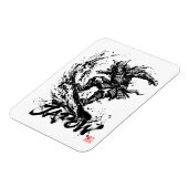 Snowboard Brush Art - Snowboarder Samurai マグネット (左側)