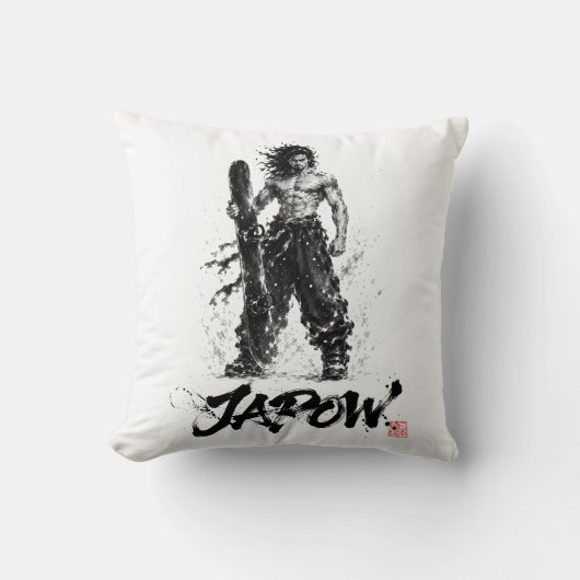 Snowboard Brush Art - Standing Samurai Musashi クッション (正面)