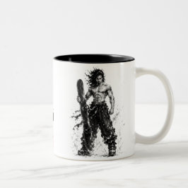 Snowboard Brush Art - Standing Samurai Musashi ツートーンマグカップ
