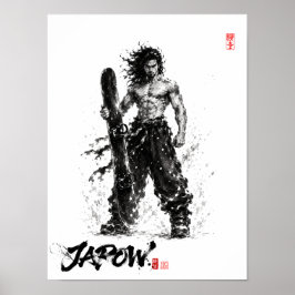 Snowboard Brush Art - Standing Samurai Musashi ポスター