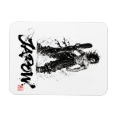 Snowboard Brush Art - Standing Samurai Musashi マグネット (横)