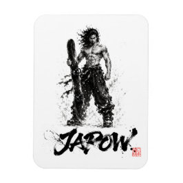 Snowboard Brush Art - Standing Samurai Musashi マグネット