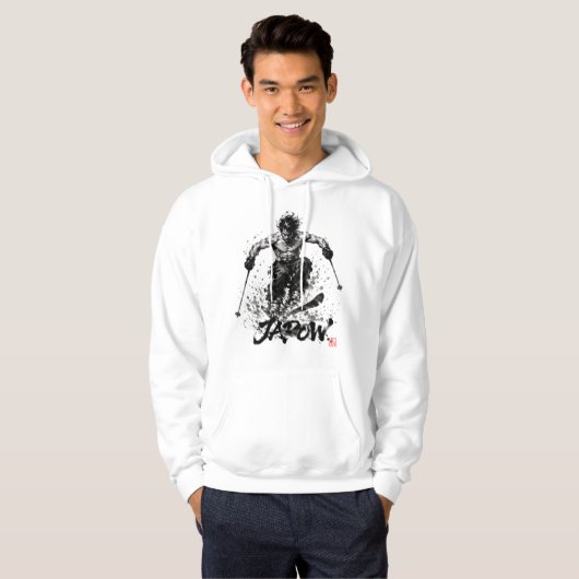 Snowboard Brush Art - Standing Samurai Musashi Ski パーカ (正面フル)