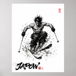 Snowboard Brush Art - Standing Samurai Musashi ski ポスター
