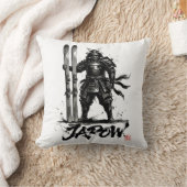 Snowboard Brush Art - Standing Samurai Ski クッション (ブランケット)
