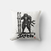 Snowboard Brush Art - Standing Samurai Ski クッション (正面)