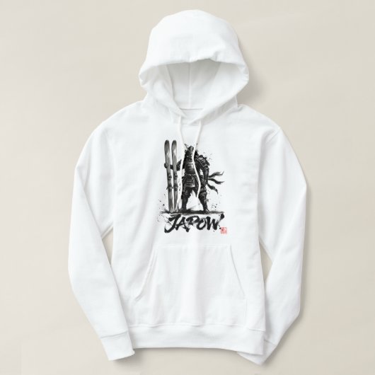 Snowboard Brush Art - Standing Samurai Ski パーカ (デザイン正面)