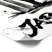 Snowboard Brush Art - Standing Samurai Ski ポスター (角)
