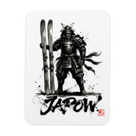 Snowboard Brush Art - Standing Samurai Ski マグネット