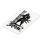 Snowboard Brush Art - Standing Samurai Ski マグネット (左側)