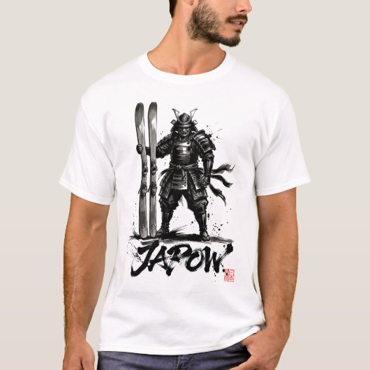 Snowboard Brush Art - Standing Samurai Ski Tシャツ (正面)