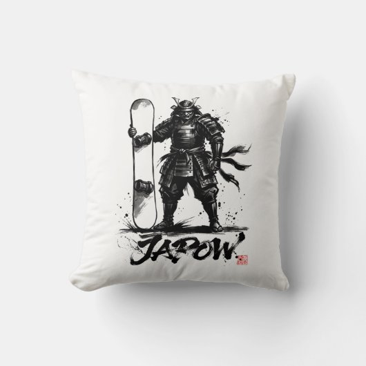 Snowboard Brush Art - Standing Samurai snowboard  クッション (正面)
