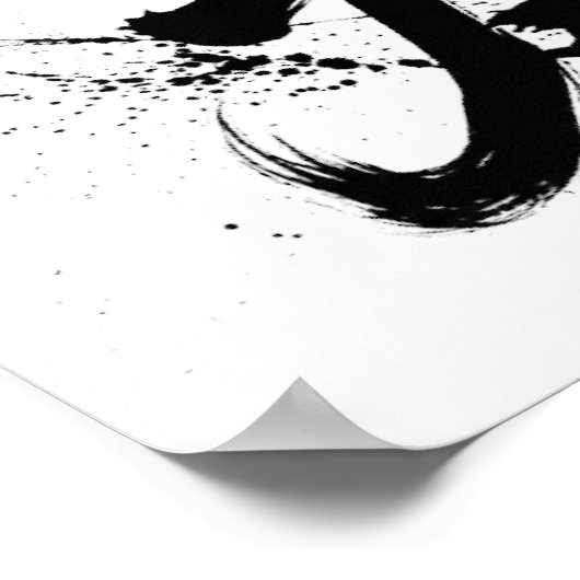 Snowboard Brush Art - Standing Samurai Snowboard ポスター (角)