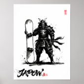 Snowboard Brush Art - Standing Samurai Snowboard ポスター (正面)