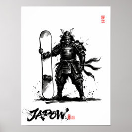 Snowboard Brush Art - Standing Samurai Snowboard ポスター