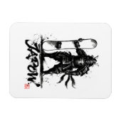 Snowboard Brush Art - Standing Samurai snowboard マグネット (横)