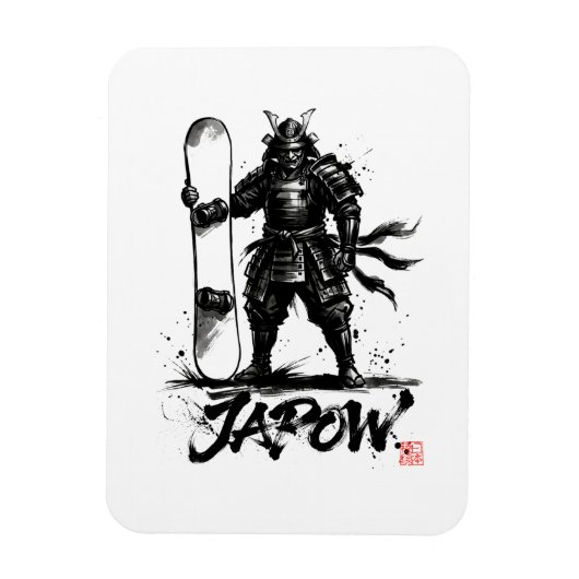 Snowboard Brush Art - Standing Samurai snowboard マグネット (縦)