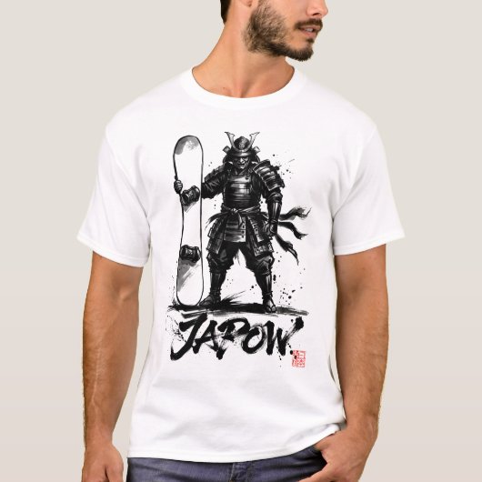Snowboard Brush Art - Standing Samurai snowboard  Tシャツ (正面)