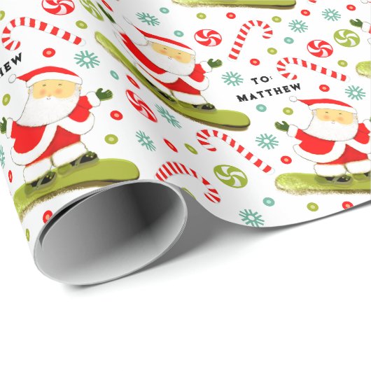 Snowboard Christmas Holiday Gift ラッピングペーパー (ロールコーナー)