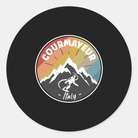 Snowboard Courmayeur Italy ラウンドシール (正面)