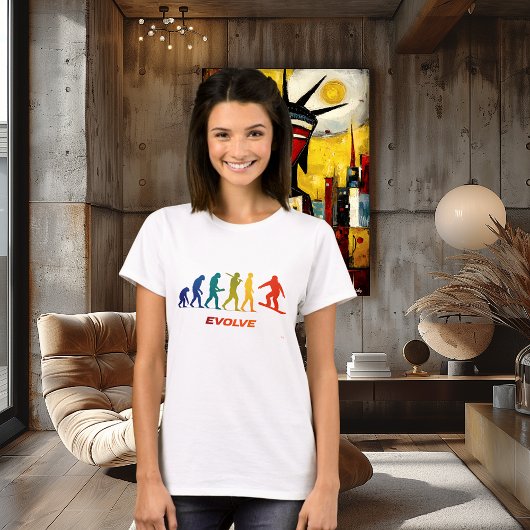 Snowboard Evolution Silhouette Jump Design Tシャツ