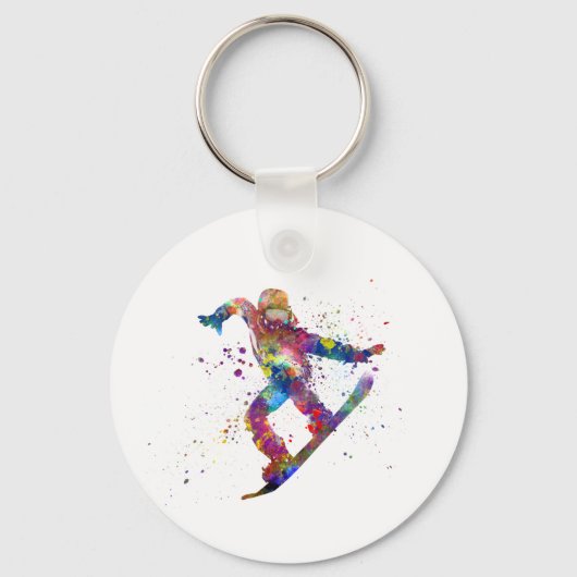 Snowboard in watercolor キーホルダー (正面)