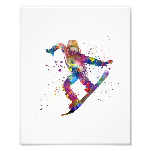 Snowboard in watercolor フォトプリント            (正面)