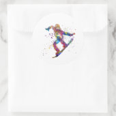 Snowboard in watercolor ラウンドシール (バッグ)