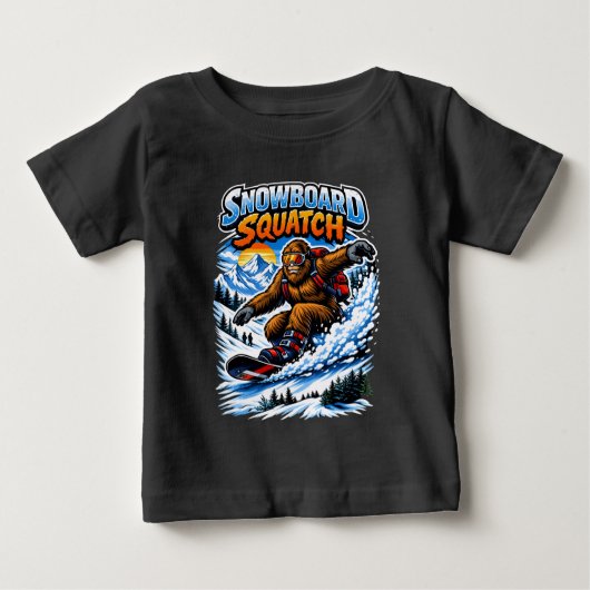 Snowboard Squatch – Funny Bigfoot Snowboarding  ベビーTシャツ (正面)