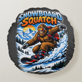 Snowboard Squatch – Funny Bigfoot Snowboarding ラウンドクッション