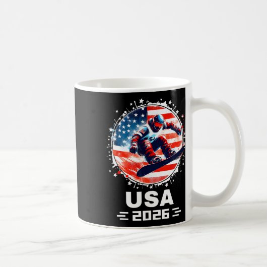 Snowboard Usa Go Usa Team Usa Flag 2026スノーボードディ コーヒーマグカップ (右)