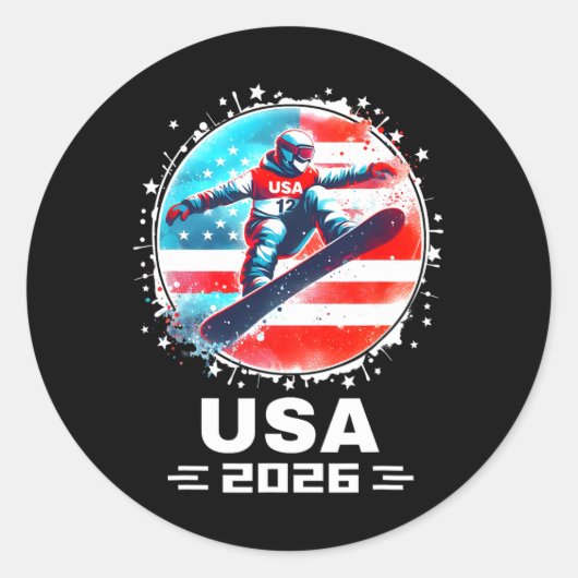 Snowboard Usa Go Usa Team Usa Flag 2026スノーボードディ ラウンドシール (正面)