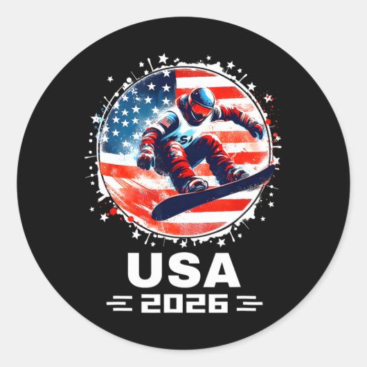 Snowboard Usa Go Usa Team Usa Flag 2026スノーボードディ ラウンドシール (正面)