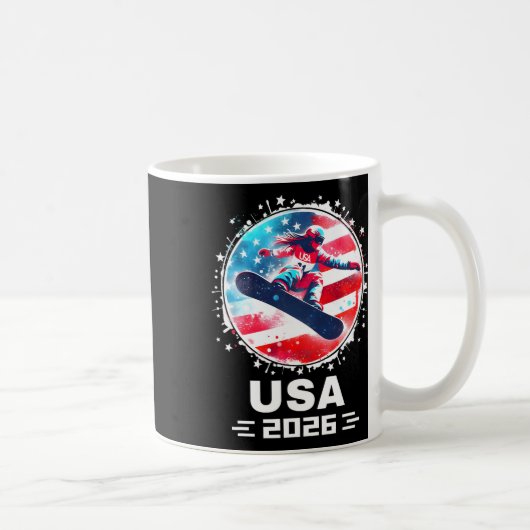 Snowboard Usa Team Usa Flag 2026女性版スノーボード コーヒーマグカップ (右)