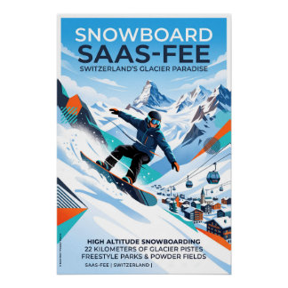 Snowboarden in Saas-Fee ポスター