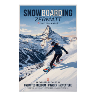 Snowboarden in Zermatt ポスター