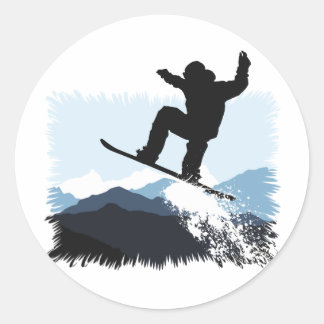 Snowboarder Action Jump ラウンドシール
