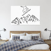 Snowboarder in den Bergen, 02 キャンバスプリント (インサイチュ (寝室))