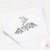 Snowboarder in den Bergen, 02 楕円形シール (封筒)