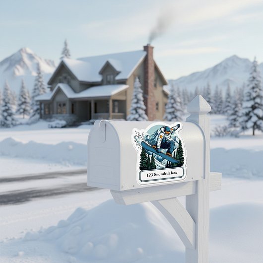 Snowboarder mailbox address sticker シール