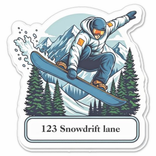 Snowboarder mailbox address sticker シール (正面)