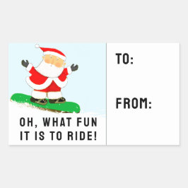 Snowboarder Snowboarding Holiday Gift Tags 長方形シール