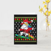 Snowboarder Unicorn Santa Snowboarding Christmas S カード (黄色い花)