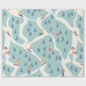 Snowboarders and skiers ride in the ski resort. Pe ラッピングペーパー (フラット)