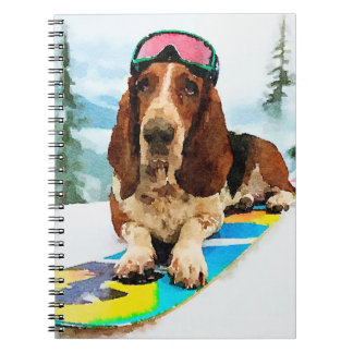 Snowboarding Basset hound ノートブック